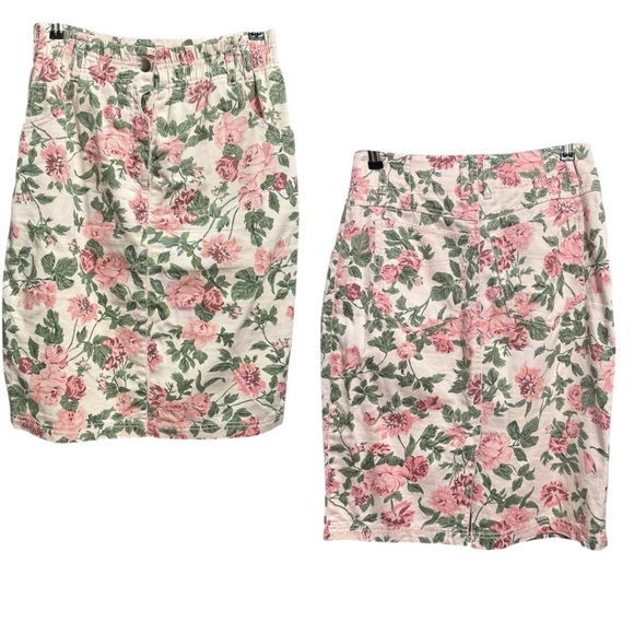 CAROLE LITTLE SPORT Vintage Floral Print Jean Skirt Size 6 - Picture 1 of 13